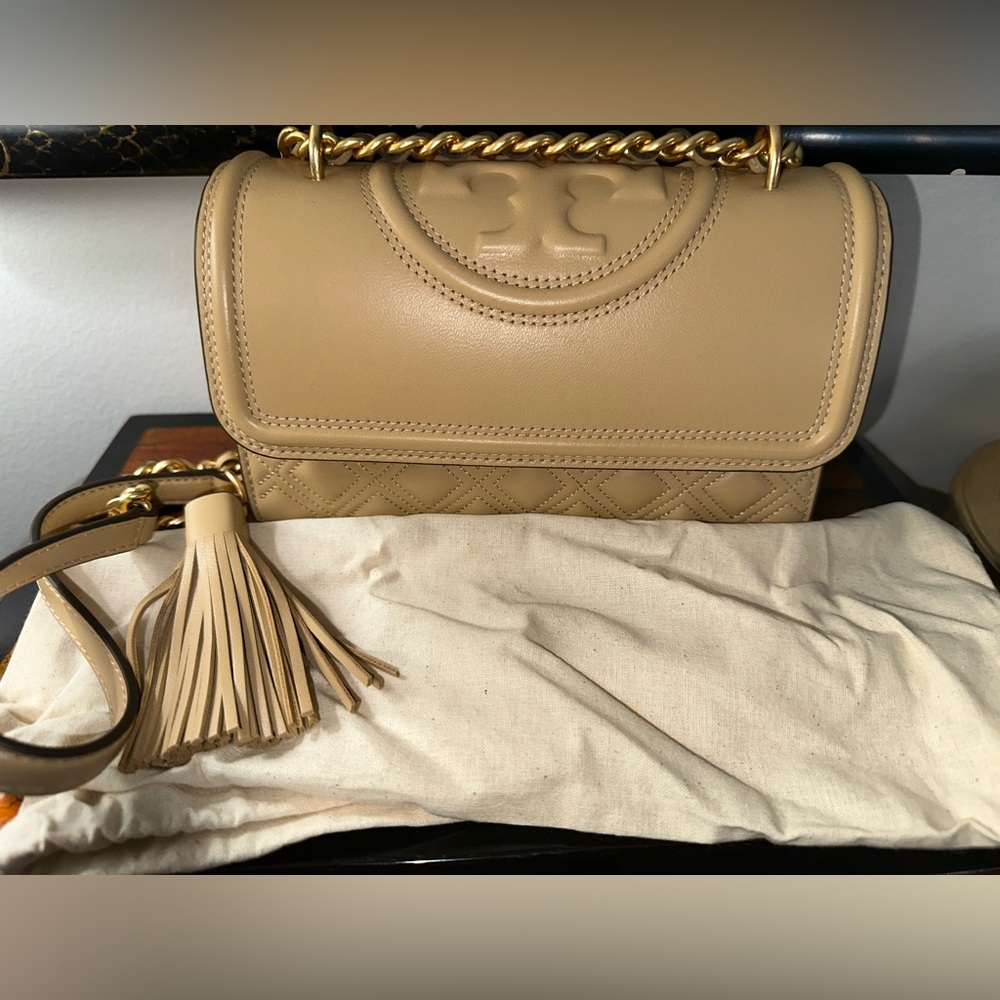 Tory Burch Small Fleming in Desert Dune Tan